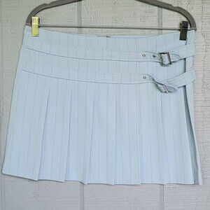 View Blue Y2K Tenniscore Old Money Pleated Mini Skirt With‎ 2 Buckle Belts. Sz 8